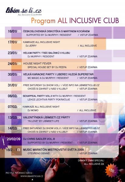 program klubu Líbímseti LIBEREC